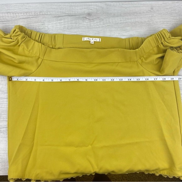 Willow & Clay Pompom Off the Shoulder Top in Citron, Medium - Picture 11 of 11
